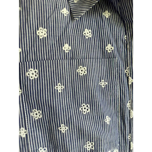 Tularosa Revolve Embroidered Romper chambray eyelet denim button down game day - Picture 6 of 7